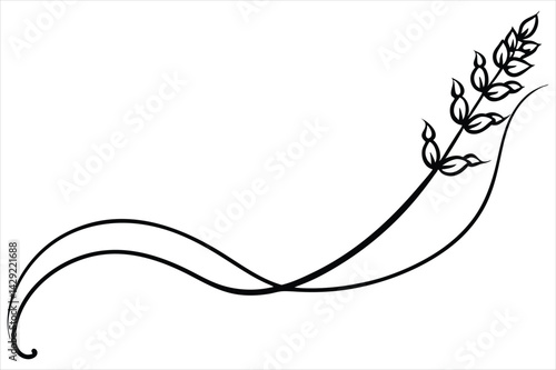 One line lavender sprig gently curving like a musical note