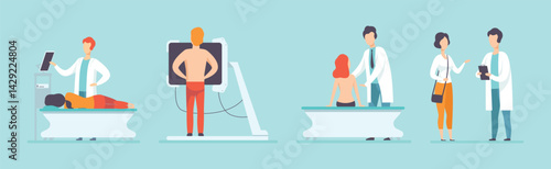 Medical Checkup with Doctor Examine Patient Vector Set