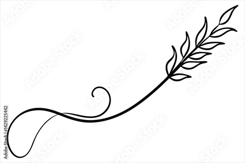 One line lavender sprig gently curving like a musical note