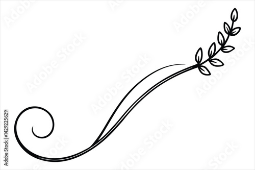 One line lavender sprig gently curving like a musical note