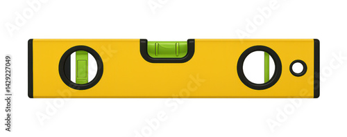 Obraz na płótnie Yellow spirit level indicating a perfectly horizontal alignment, isolated on transparent background w salonie