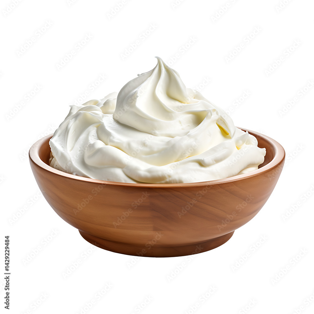Bowl of cream cheese isolated on transparent background Bowl of cream cheese isolated on transparent background