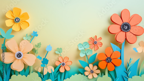“Colourful Paper Cut Flowers – Spring Floral Background for Kids and Crafts”

