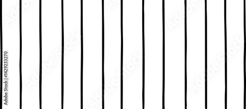 A minimalist abstract pattern featuring evenly spaced thin straight black lines on a white background. The lines are straight and parallel, creating a clean and structured design. There are slight ran