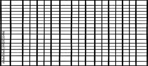 A minimalist abstract pattern featuring evenly spaced thin straight black lines on a white background. The lines are straight and parallel, creating a clean and structured design. There are slight ran