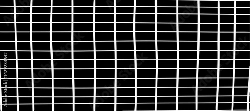 A minimalist abstract pattern featuring evenly spaced thin straight black lines on a white background. The lines are straight and parallel, creating a clean and structured design. There are slight ran