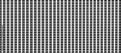 A minimalist abstract pattern featuring evenly spaced thin straight black lines on a white background. The lines are straight and parallel, creating a clean and structured design. There are slight ran