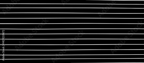 A minimalist abstract pattern featuring evenly spaced thin straight black lines on a white background. The lines are straight and parallel, creating a clean and structured design. There are slight ran