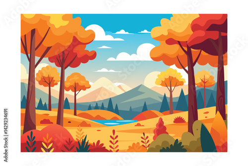autumn landscape vector illustration