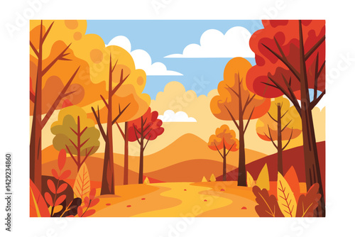 autumn landscape vector illustration