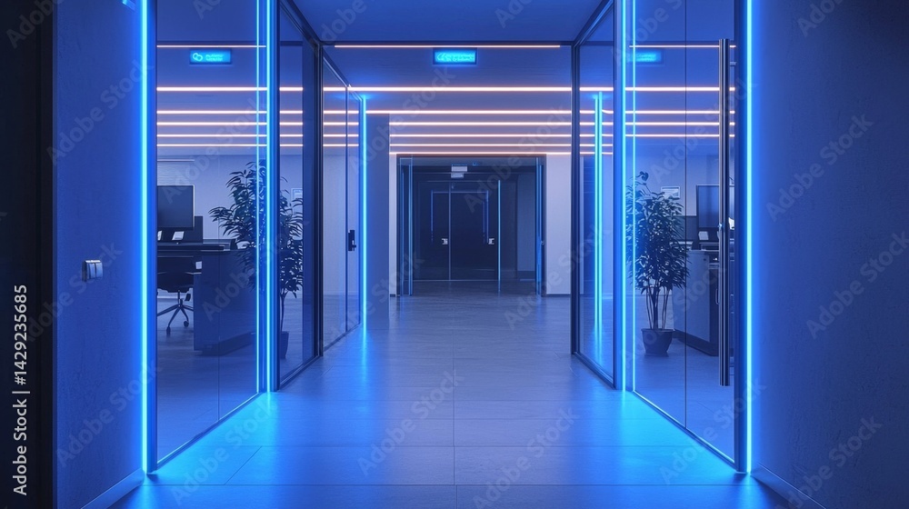 A stylish and secure entryway in a modern building. A stylish and secure entryway in a modern building.