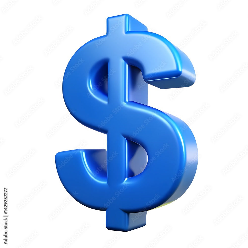 Glossy 3D Blue Dollar Symbol Isolated on White Background, Stock Market, Finance Glossy 3D Blue Dollar Symbol Isolated on White Background, Stock Market, Finance
