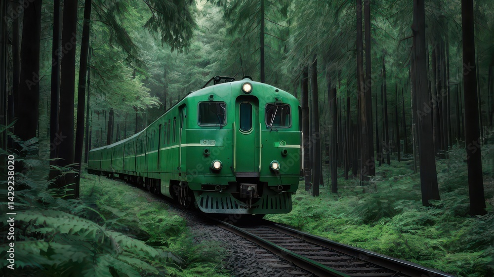 Naklejka premium train in the forest