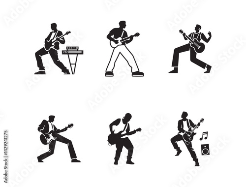 Stylish Street Musician – Silhouette Vector Design Street Musician Vibe – Black & White Illustration