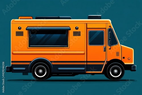 Wallpaper Mural Vibrant Orange Food Truck on a Solid Background for Culinary Use Torontodigital.ca