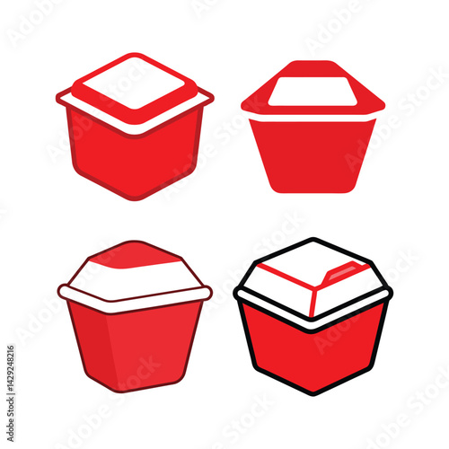 A set of Styrofoam meal box food vector art illustration