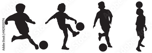 Set of pictograms representing children playing and having fun. Amusing outdoor activities for kids.