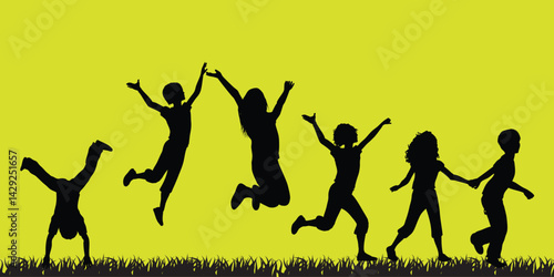 Happy Children Playing Icon Symbol Sign Pictogram .