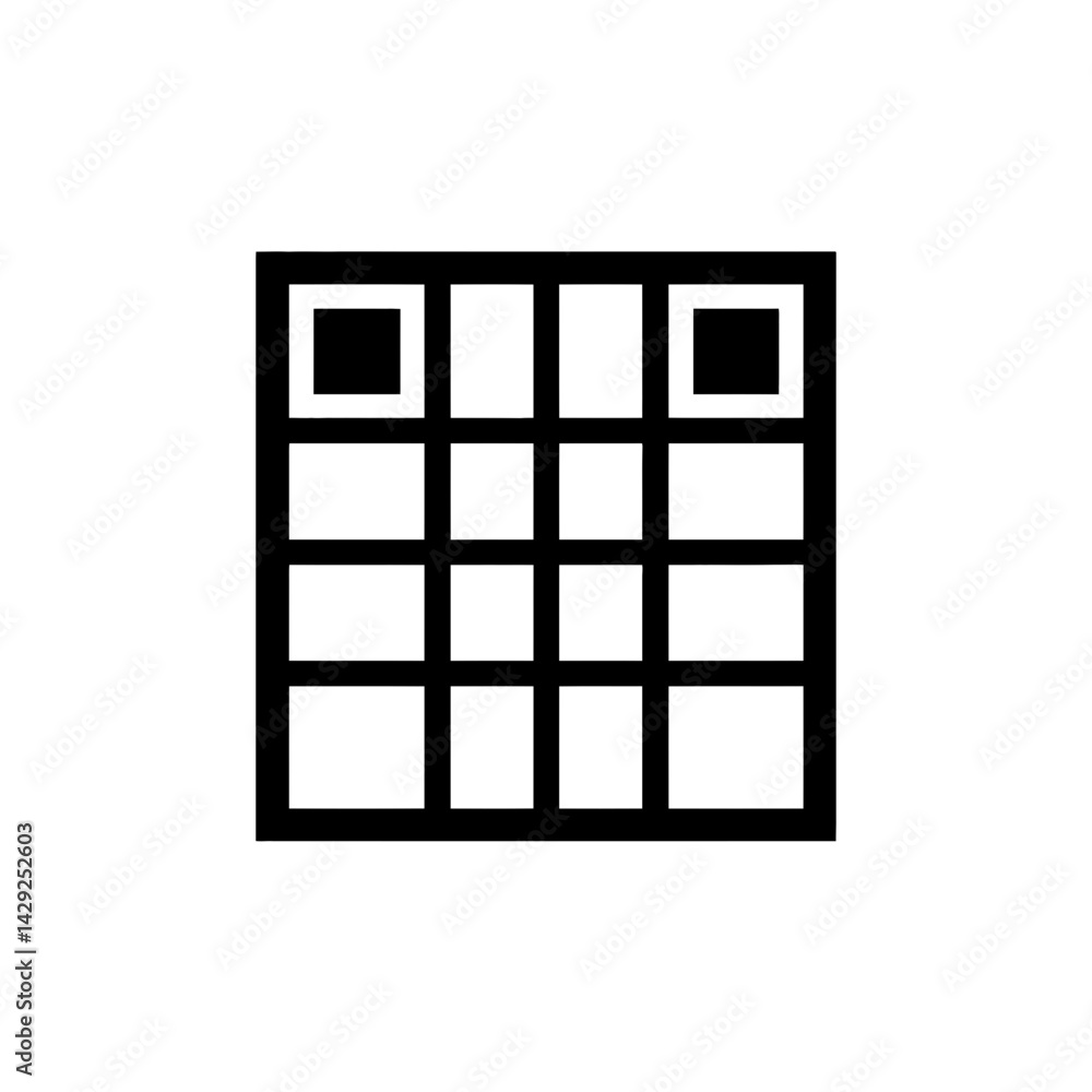 Black grid shows squares inside structure design Black grid shows squares inside structure design