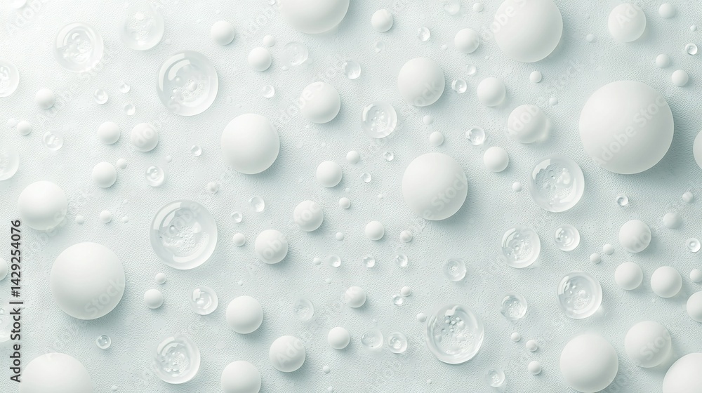 A close-up of water droplets on a white surface with a light blue background A close-up of water droplets on a white surface with a light blue background
