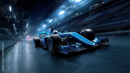 Night race car on city street