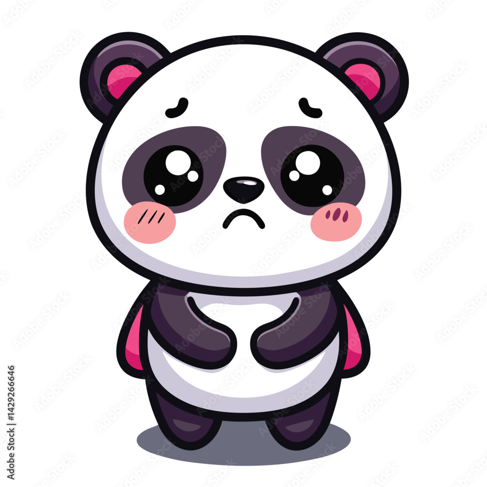Obraz premium Sad panda cartoon character