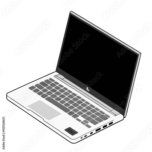 Laptop mock up with transparent screen