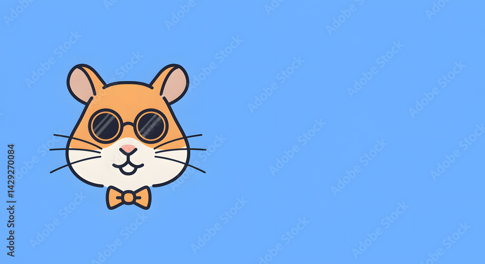 Obraz premium Cool Hamster with Sunglasses and Bow Tie on a Blue Background