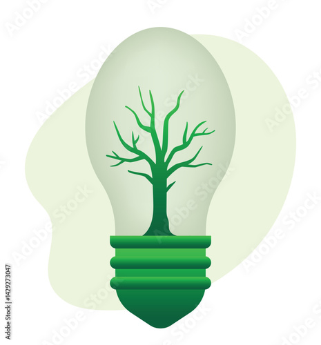 Ecology illustration. Led bulb. Vector illustration isolated on white background.