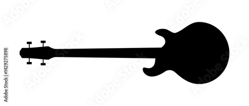 Bass guitar silhouette. Classical stringed musical instrument with retro design capabilities as well jazz compositions