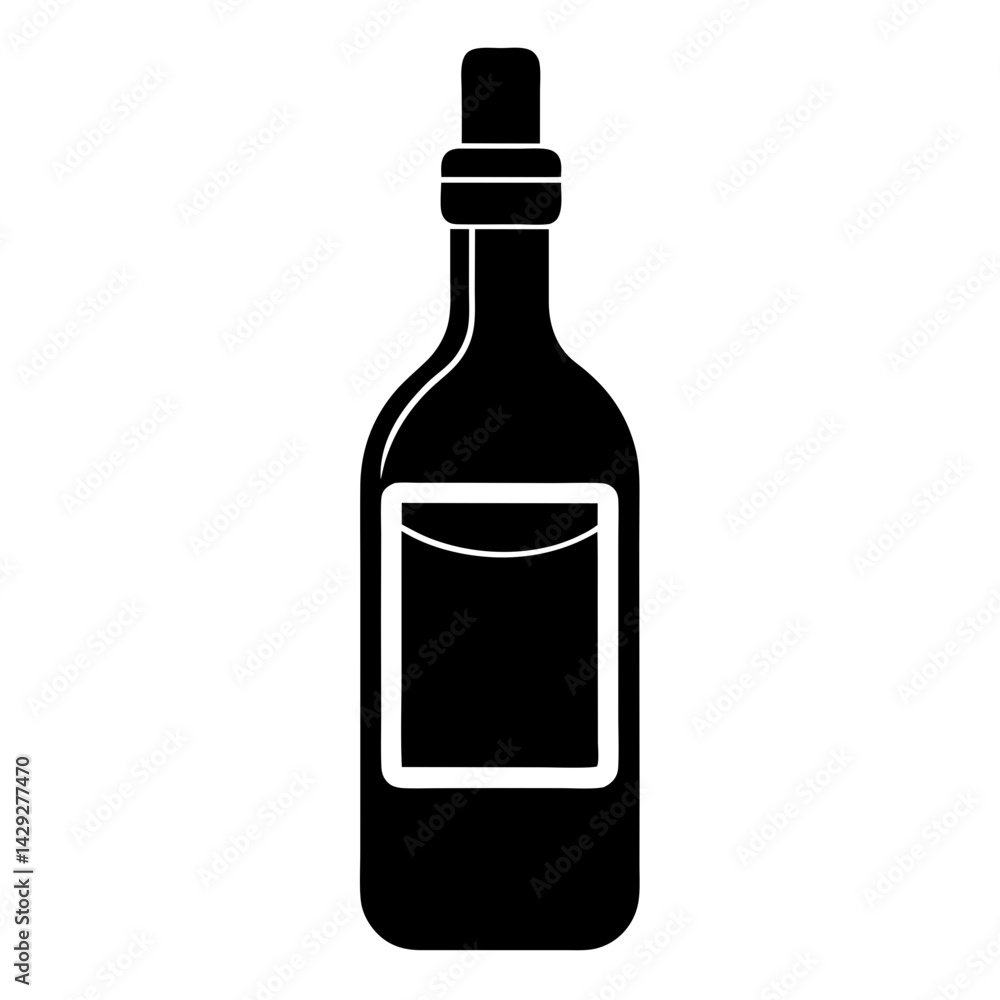 Black Silhouette Of Wine Bottle Vector Illustration Isolated On White Background Black Silhouette Of Wine Bottle Vector Illustration Isolated On White Background