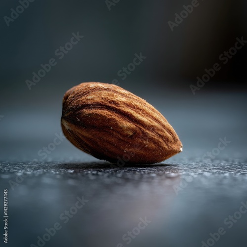 Obraz na płótnie Detailed Close-Up of a Single Brown Almond on Dark Surface w salonie