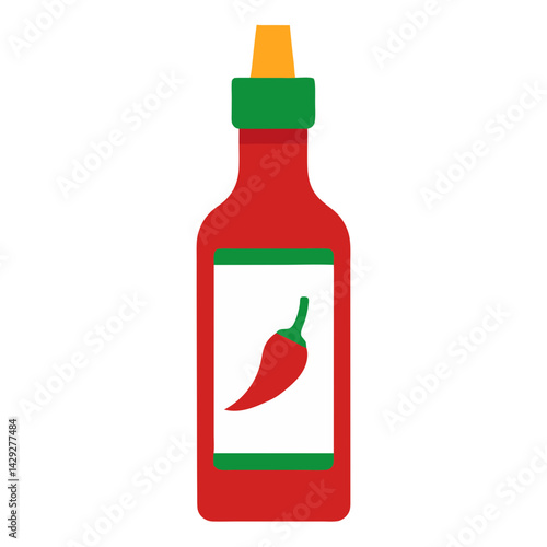 Red Hot Sauce Bottle Flat Vector Illustration Design Element Isolated