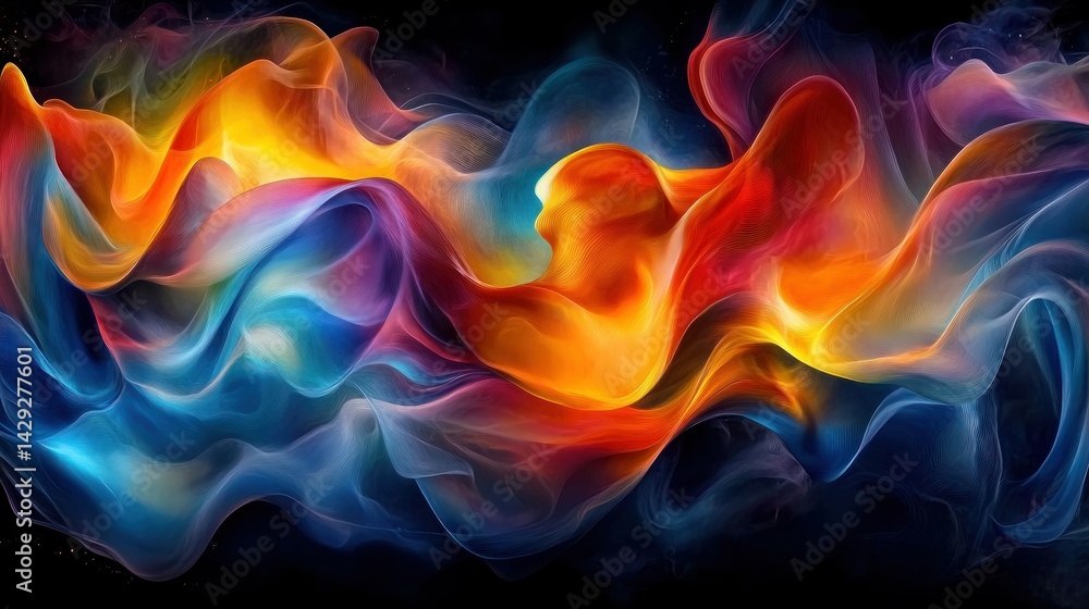 Fototapeta premium Vibrant abstract figure amidst flowing colors