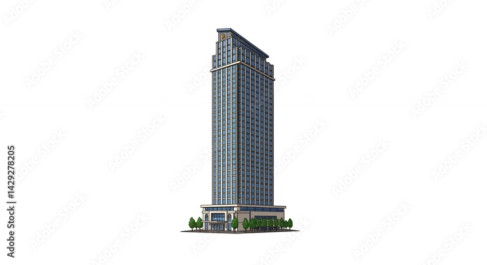 Obraz premium Modern high rise building rendered in studio shot
