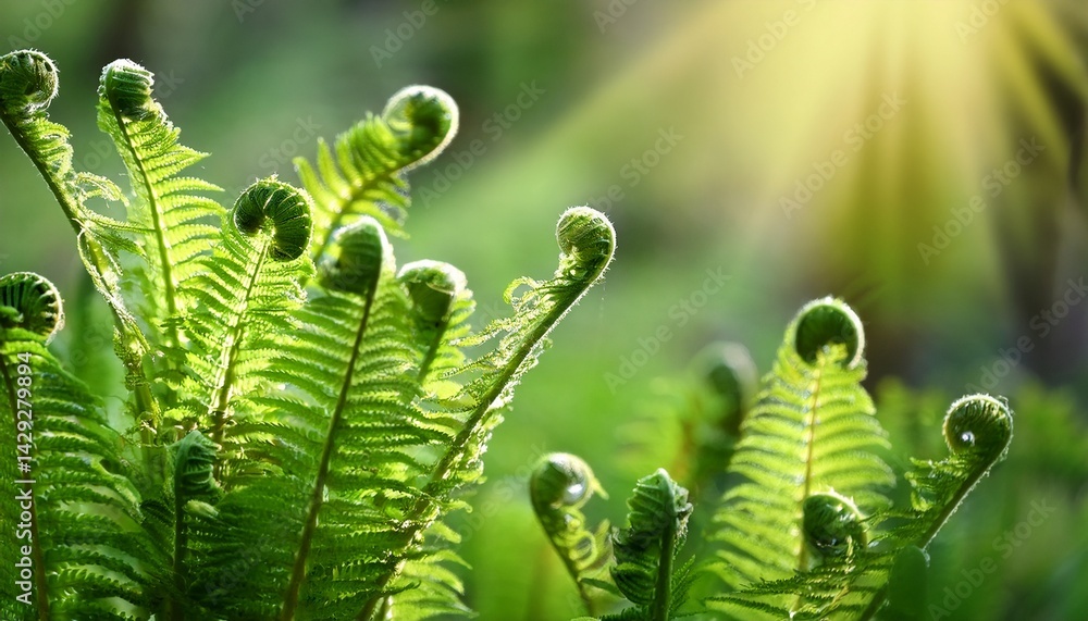 Fototapeta premium close up botanical background of fern sprouts