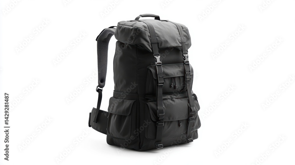 Trendy backpack with adjustable straps, padded back support, and spacious compartments for all your travel essentials, isolate on white background Trendy backpack with adjustable straps, padded back support, and spacious compartments for all your travel essentials, isolate on white background