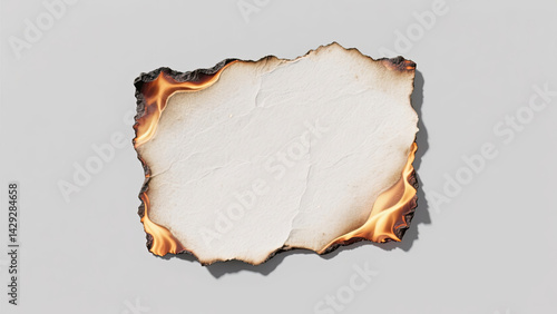 Realistic Burnt paper edge isolated on solid background. Burning edge paper texture. Ideal text,