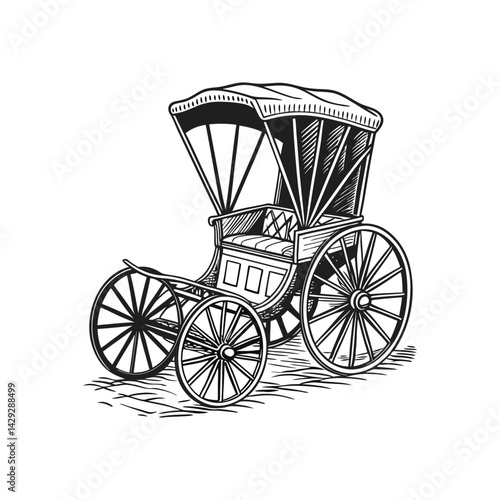 vintage carriage on a white