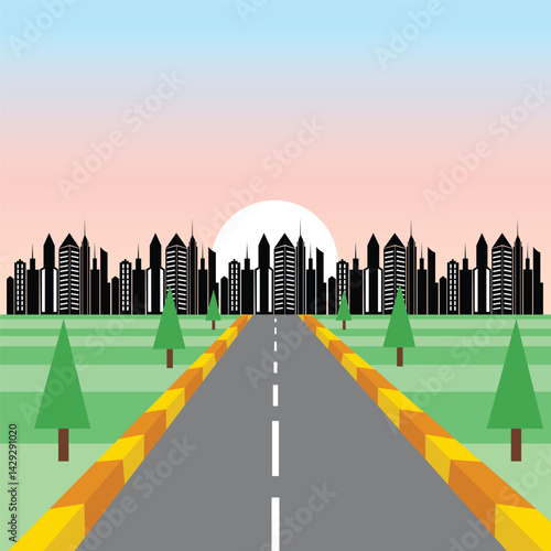 Top View Road With Trees and Path