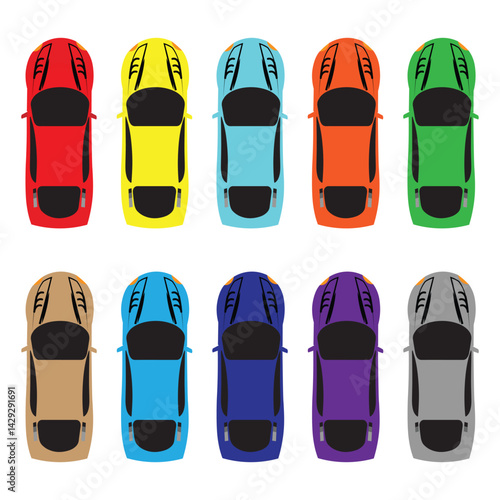 Top View Colorful Cars (Set)