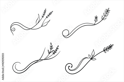 One line lavender sprig gently curving like a musical note