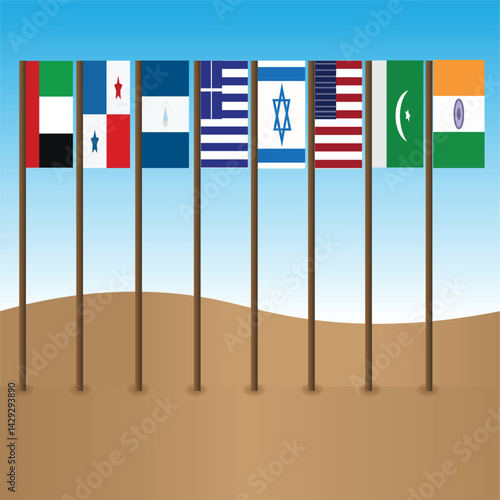 Flags on Poles (Set of 10+)