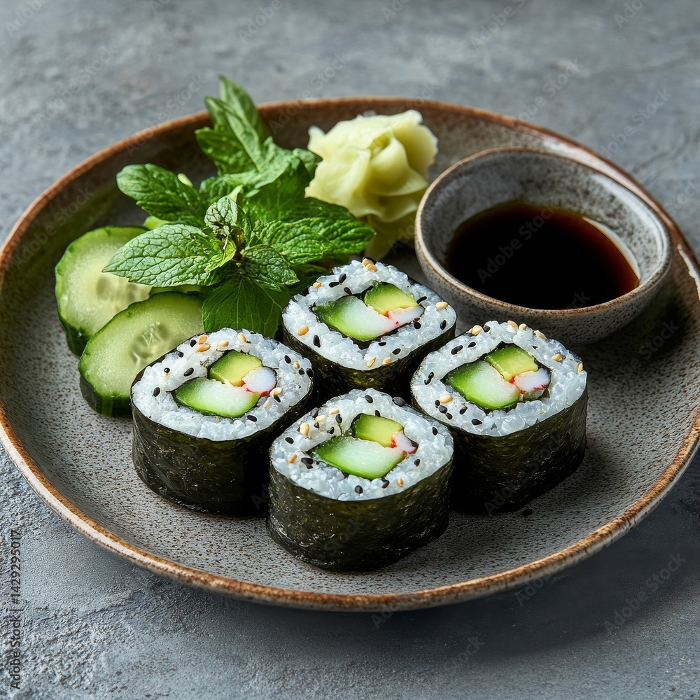 Delicious Avocado and Cucumber Sushi Rolls Delicious Avocado and Cucumber Sushi Rolls