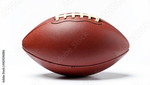 Close-up of worn leather football, white background, worn, close-up