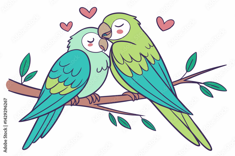 Obraz premium two parrots on a branch