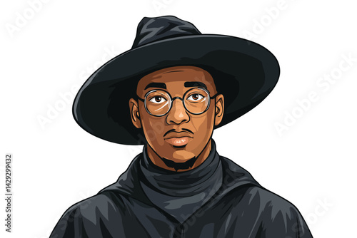 black man as a wizard isolated