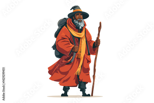 black man as a wizard isolated