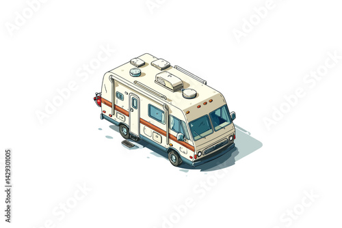 recreational vehicle camping isometric isolated