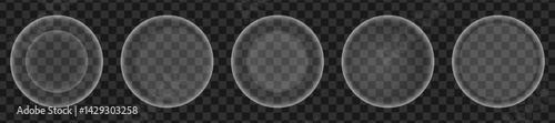 Light transparent circles overlay shadow tint effect, Artificial intelligence ai, Set of round abstract translucent buttons white color, Vector illustration.